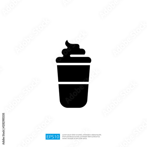 Stylized Icon of a Creamy Beverage Cup with Whipped Topping for Refreshing Drink Options