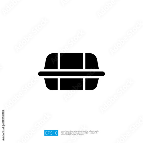 Simple Black Takeout Food Container Icon for Kitchen and Catering Use in Modern Design