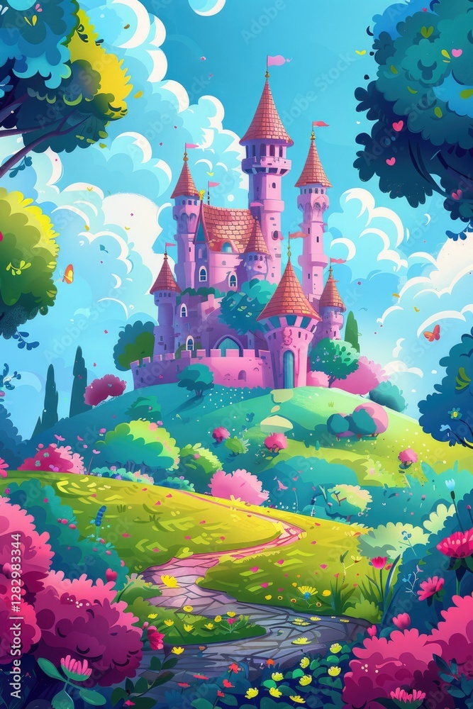 custom made wallpaper toronto digitalroyal castle kingdom background with natural and colorful scenery and beautiful cloud Generate AI