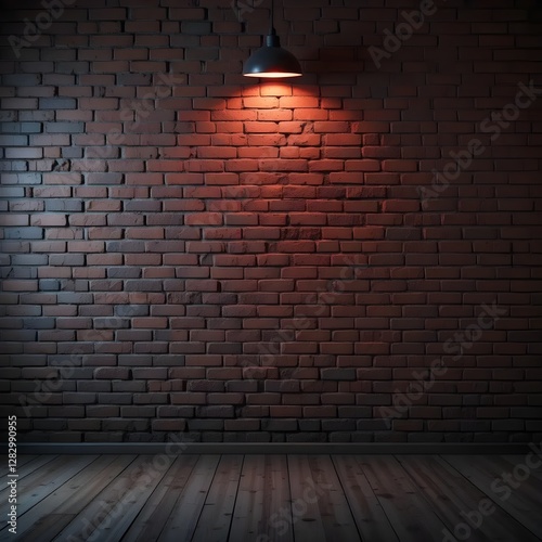 Empty background of old brick wall, background, neon light