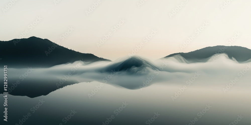 Fototapeta premium A misty ink cloud drifting across a smooth, glassy surface, creating soft movement.