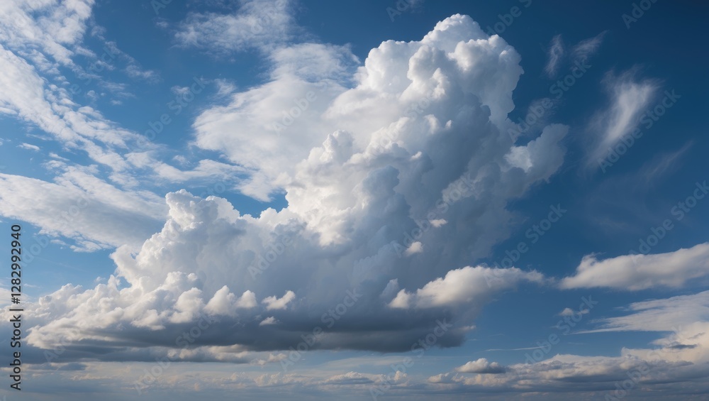 Cloud formations in a blue sky with varying shades of white and gray clouds against a backdrop of clear atmospheric expanse. Cloud formations in a blue sky with varying shades of white and gray clouds against a backdrop of clear atmospheric expanse.