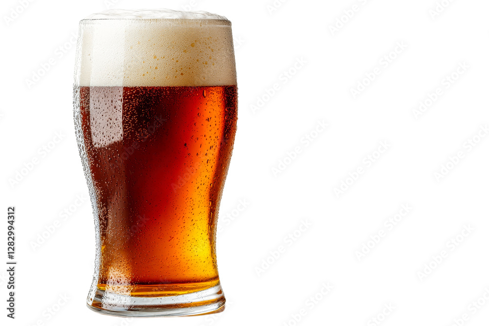 Perfectly poured amber beer in a glass Perfectly poured amber beer in a glass
