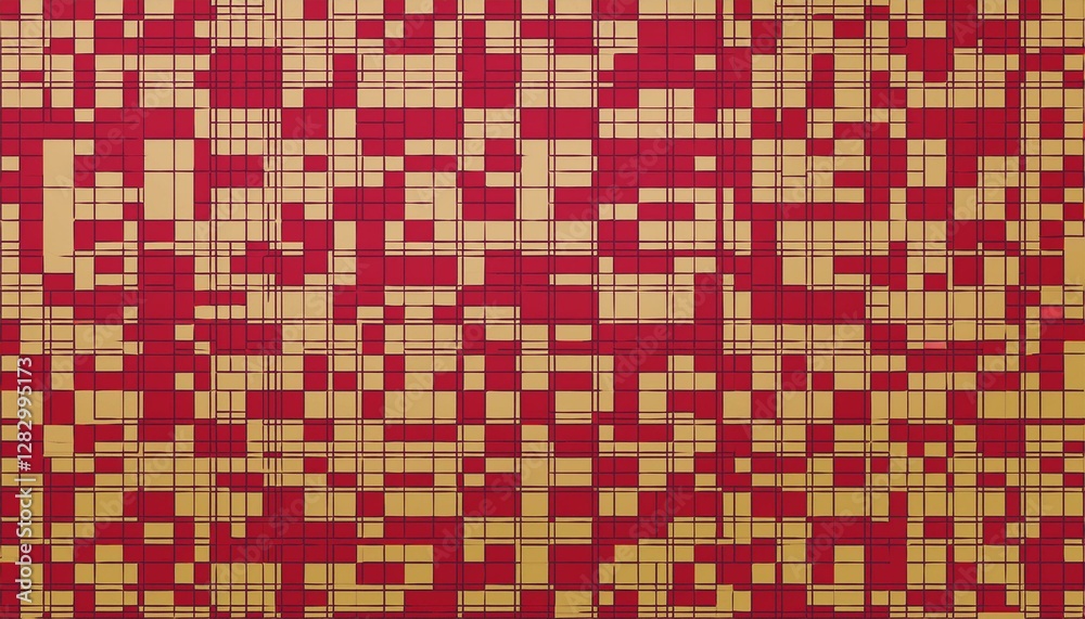 Fototapeta premium 和柄、和風イメージの背景素材（朱色、金）