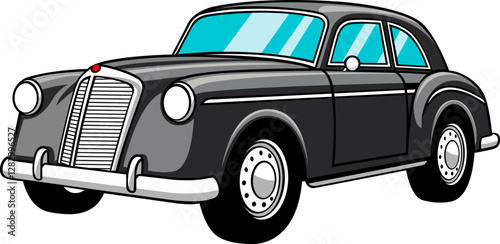black white and blue look oldest model car hand drawn vector image with PNG Transparent background