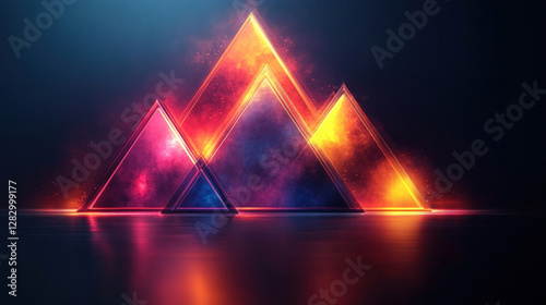 Wallpaper Mural Abstract background of geometric triangles in vibrant neon shades on a black backdrop Torontodigital.ca