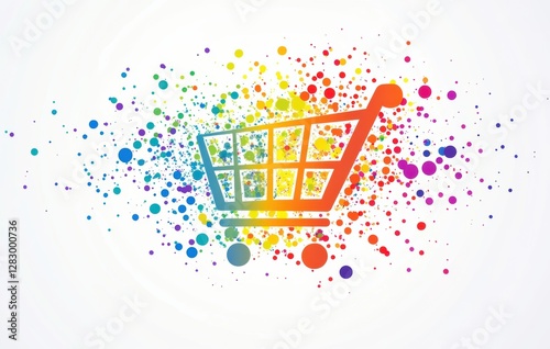 Colorful shopping cart illustration digital artwork e-commerce abstract environment vibrant viewpoint online shopping concept photo