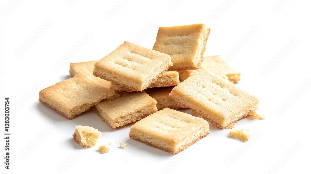 Broken Shortbread Cookies on White Background Broken Shortbread Cookies on White Background