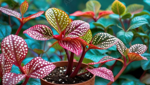 Colorful Begonia Angel Wing houseplant featuring unique dotted leaves perfect for indoor decor and plant enthusiasts. photo