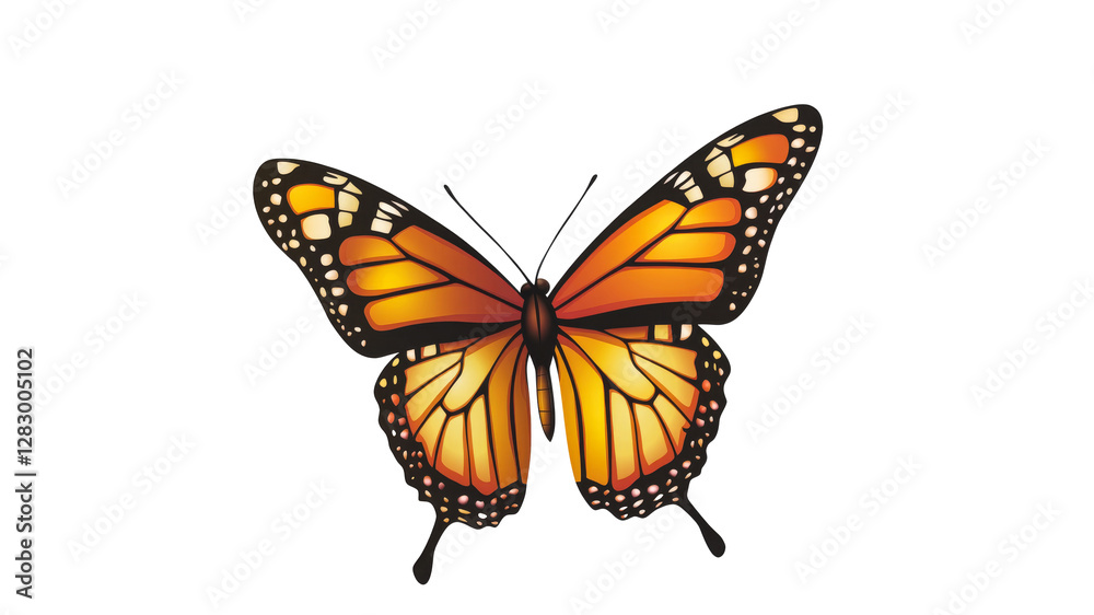 Bright monarch butterfly resting with open wings Bright monarch butterfly resting with open wings