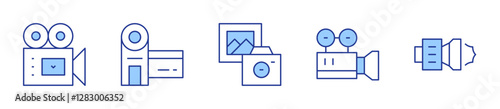 camera, videocamera, camcorder, photography. Camera Icon vector illustration. Line Duotone style. Editable stroke