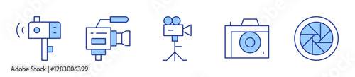 camera, videocamera, photo camera, video camera. Camera Icon vector illustration. Line Duotone style. Editable stroke