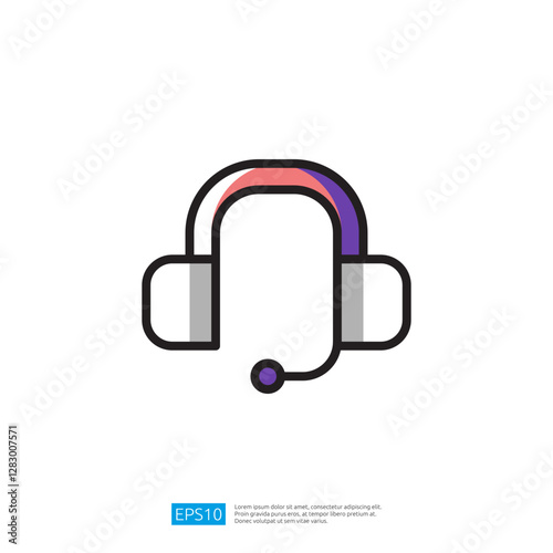 Canvas-taulu Modern Support Icon Featuring Headset with Microphone Representing Communication