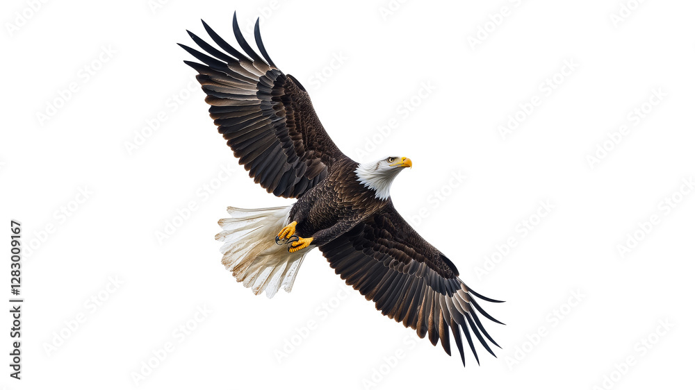 Majestic eagle soaring in clear blue sky Majestic eagle soaring in clear blue sky