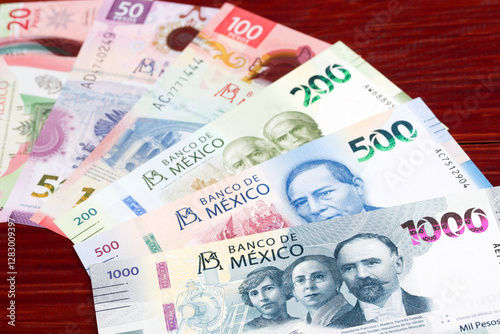 New Mexican Pesos a background