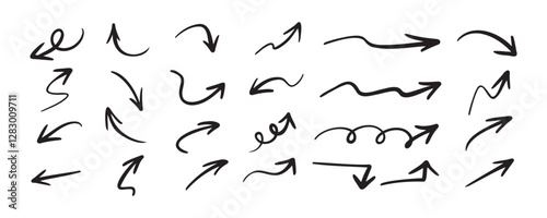 Hand drawn vector arrows doodle set on white background. design element vector illustration.