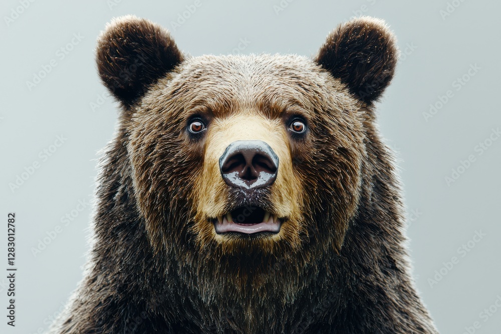 Obraz premium Comical bear expression with its wide eyes and mouth open in shock