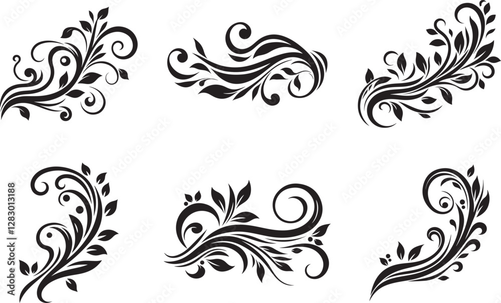 set of floral elements