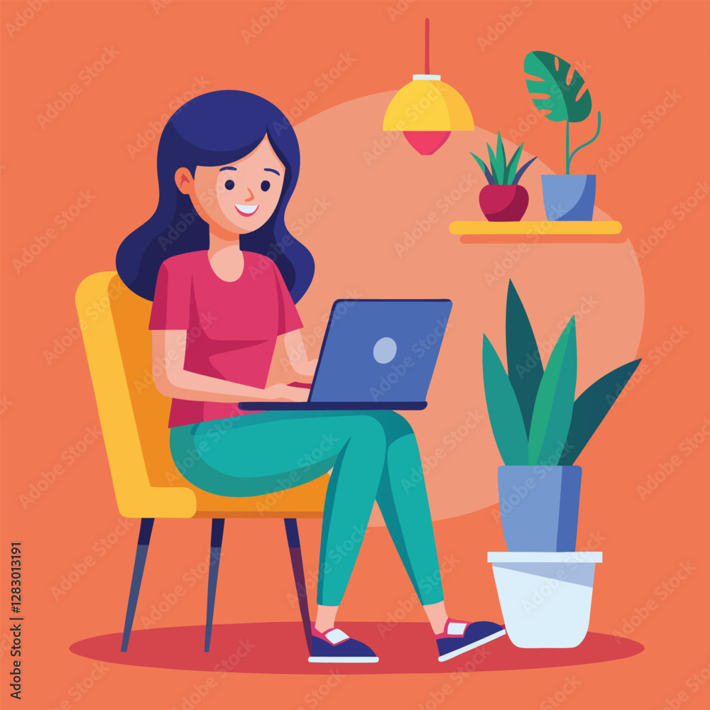 a girl is using his laptop vector
a girl is using his laptop vector