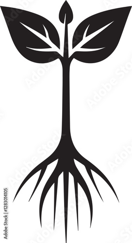 Sprouting seed vectors silhouette