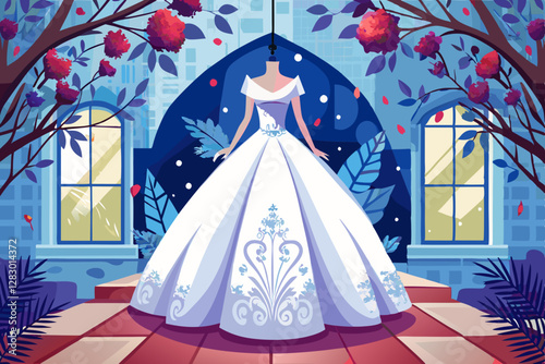 vector of  Bridal dress