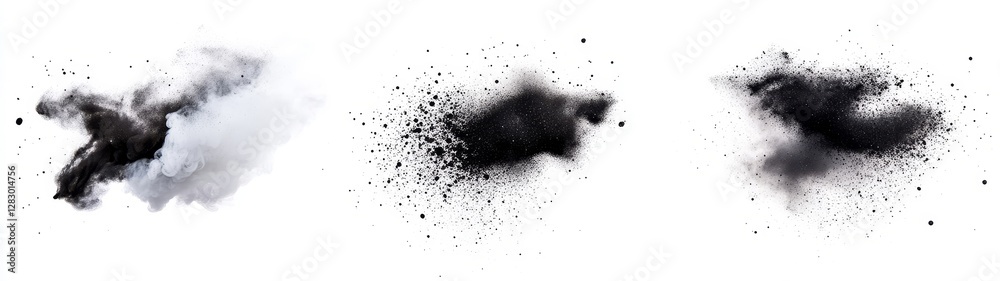 Fototapeta premium Abstract Black and White Smoke or Ink Splashes on White Background