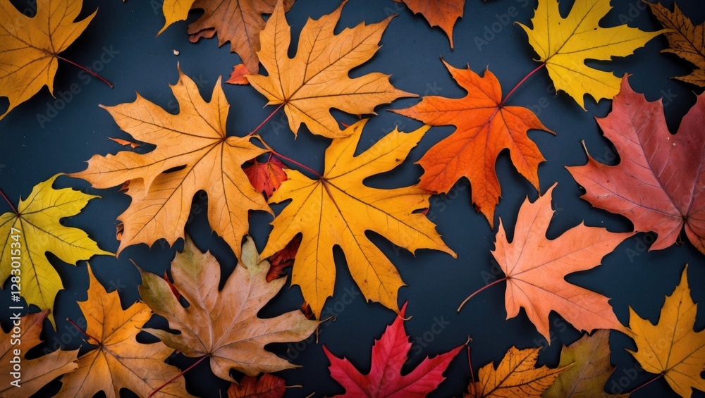 Vibrant autumn leaves in rich fall colors showcasing the beauty of the seasonal transformation amidst a dark background. Vibrant autumn leaves in rich fall colors showcasing the beauty of the seasonal transformation amidst a dark background.