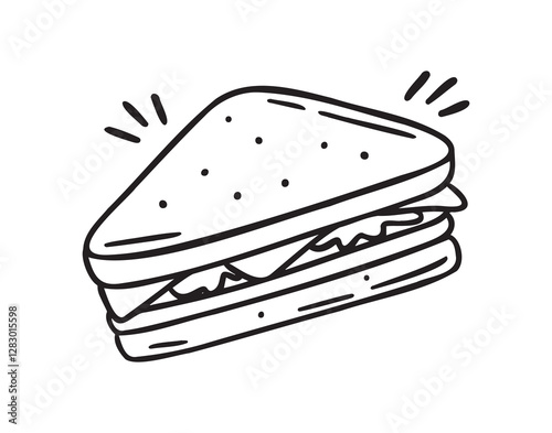 sandwich doodle hand drawn icon. Outline drawing sandwich line clipart symbol