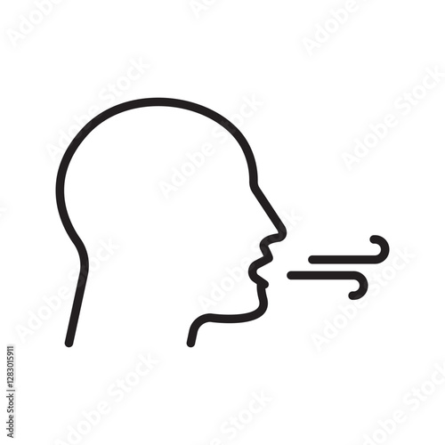 Breathing icon. Breath difficulties sign. Respiration problems symbol. vector illustration on white background
