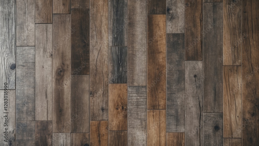 Wooden floor texture with varying shades of brown gray and black featuring different plank sizes and finishes in a seamless pattern Wooden floor texture with varying shades of brown gray and black featuring different plank sizes and finishes in a seamless pattern