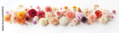 Wallpaper Mural Vibrant Floral Arrangement with Various Colors and Textures on White Torontodigital.ca