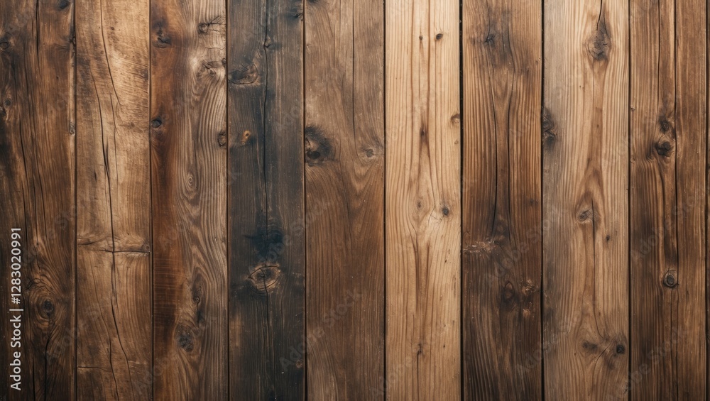 Textured wooden wall with varying shades of brown and grain patterns, displaying natural rustic wood paneling. Textured wooden wall with varying shades of brown and grain patterns, displaying natural rustic wood paneling.