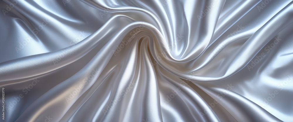 Obraz premium White satin fabric background with flowing and wrinkled texture in soft lighting creating a smooth and elegant appearance.