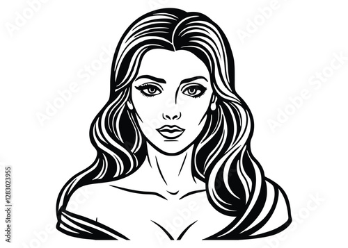 Silhouette of a beautiful woman isolated on a white background