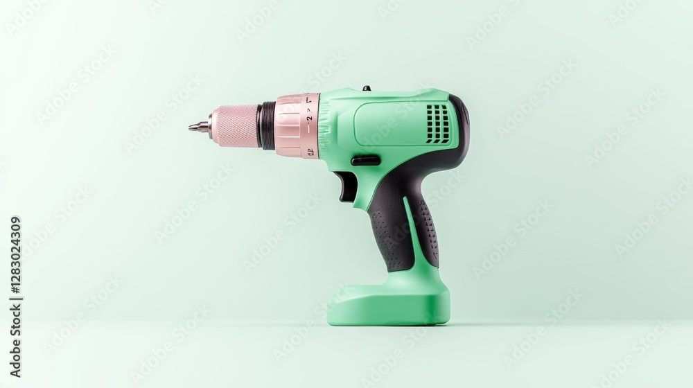 Impact driver with a torque adjustment setting, high-powered tool, isolated on a clean white background Impact driver with a torque adjustment setting, high-powered tool, isolated on a clean white background