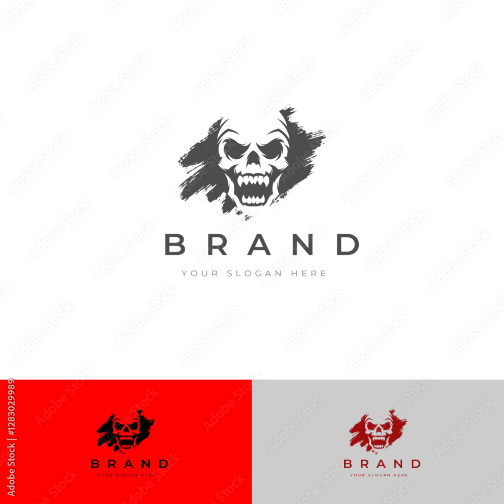 Stylish Skull Logo with Paint Effect for Racing Branding | Fully Editable Stylish Skull Logo with Paint Effect for Racing Branding | Fully Editable