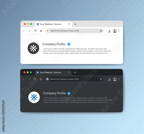 Modern Company Profile and Web Browser Template with Verified Badge and Favicon | Fully Editable photo