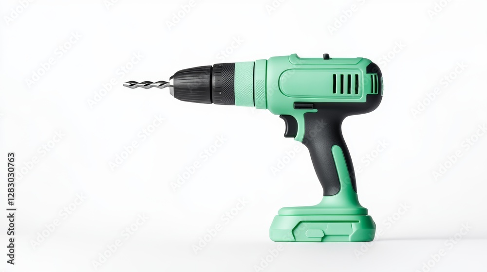 Impact driver with a torque adjustment setting, high-powered tool, isolated on a clean white background Impact driver with a torque adjustment setting, high-powered tool, isolated on a clean white background