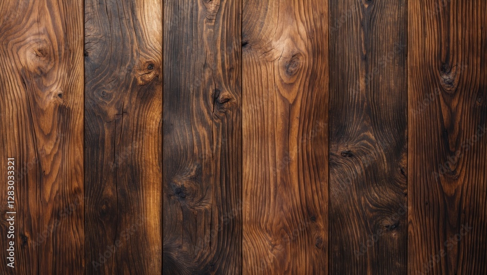 Fototapeta premium Brown wooden texture with visible grain patterns and variations in color, suitable for backgrounds and design elements.