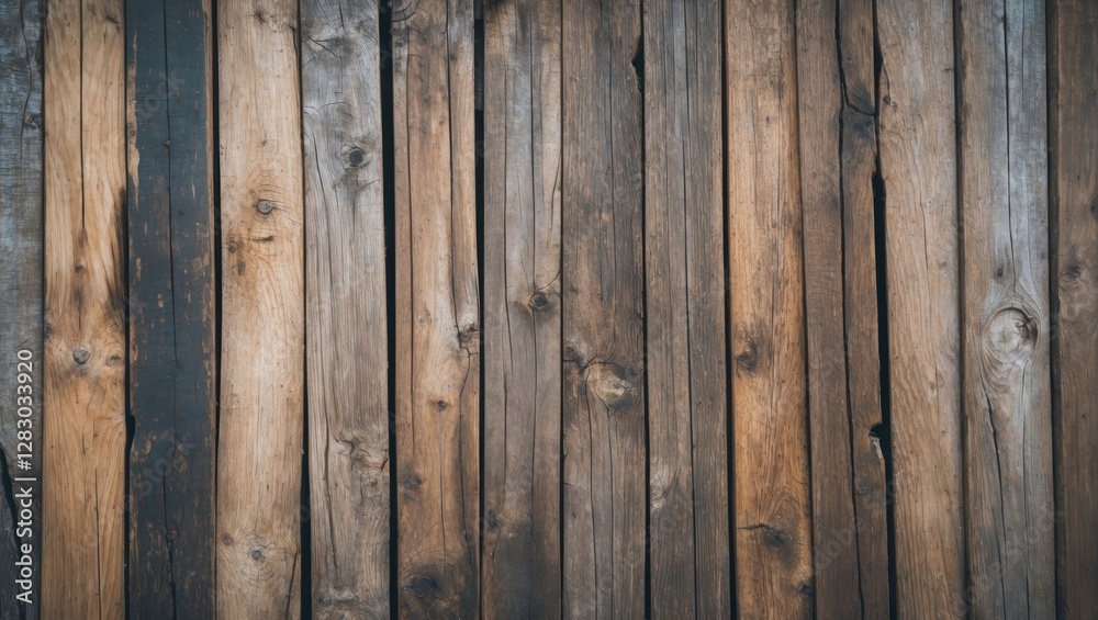 Wooden planks texture background with various shades of brown and gray tones arranged vertically in a rustic pattern Wooden planks texture background with various shades of brown and gray tones arranged vertically in a rustic pattern