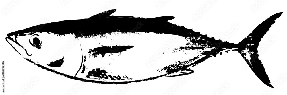 Naklejka premium 魚介の白黒シルエットイラスト fish silhouette design vector art illustration