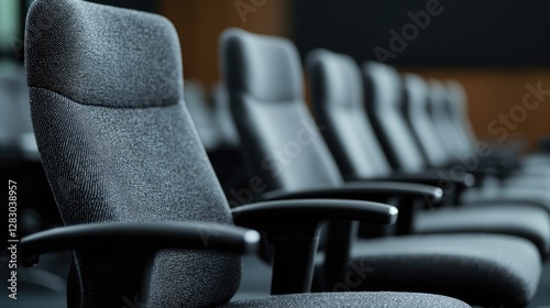Empty auditorium chairs, waiting for an event photo