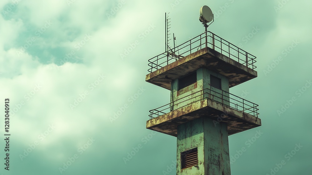 Scenic lookout tower against a cloudy sky, modern design with viewing platforms, perfect for nature enthusiasts and exploration themes. Scenic lookout tower against a cloudy sky, modern design with viewing platforms, perfect for nature enthusiasts and exploration themes.