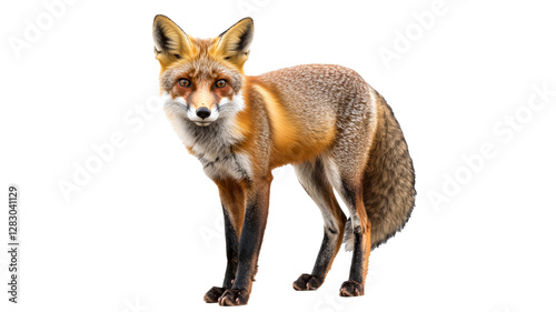 Beautiful red fox standing confidently in nature
