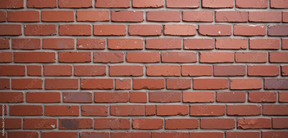 Red Brick Wall with Horizontal Pattern and Gray Mortar, Well-Constructed and Uniformly Spaced Bricks for Urban Architecture Red Brick Wall with Horizontal Pattern and Gray Mortar, Well-Constructed and Uniformly Spaced Bricks for Urban Architecture