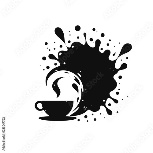 Coffee cup with ink splashes