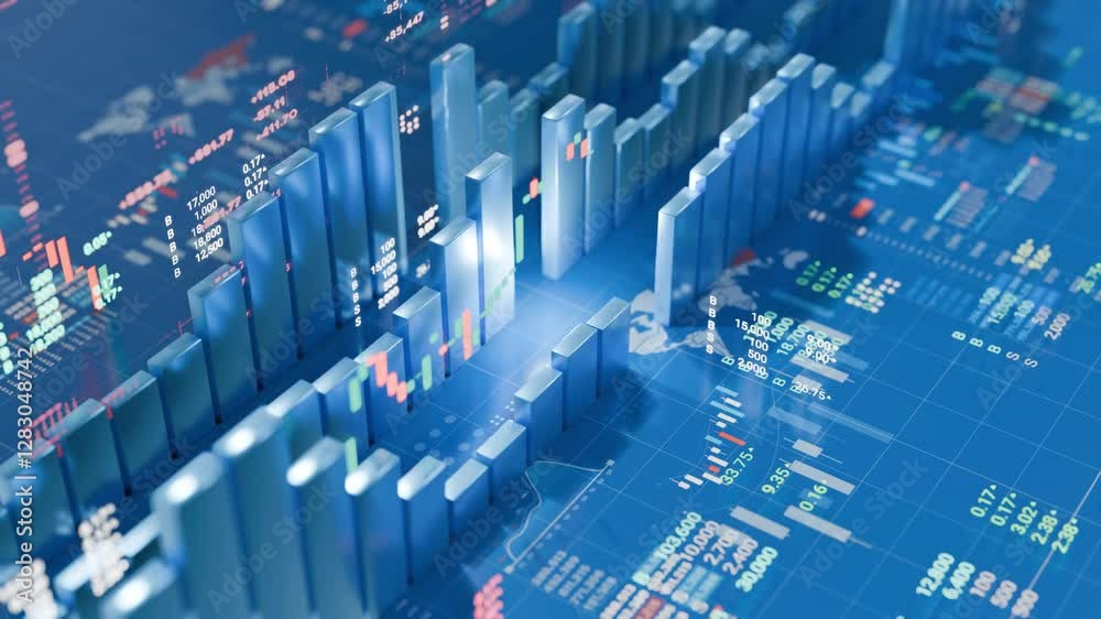 Stock market graph and chart for investment 3d motion background
