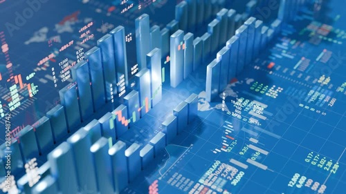 Stock market graph and chart for investment 3d motion background
