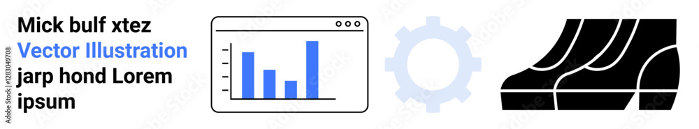 Bar graph in browser window, gear, and rising stacks symbolize progress, innovation, and growth. Ideal for business strategy, technology, financial services, teamwork productivity innovation flat Bar graph in browser window, gear, and rising stacks symbolize progress, innovation, and growth. Ideal for business strategy, technology, financial services, teamwork productivity innovation flat