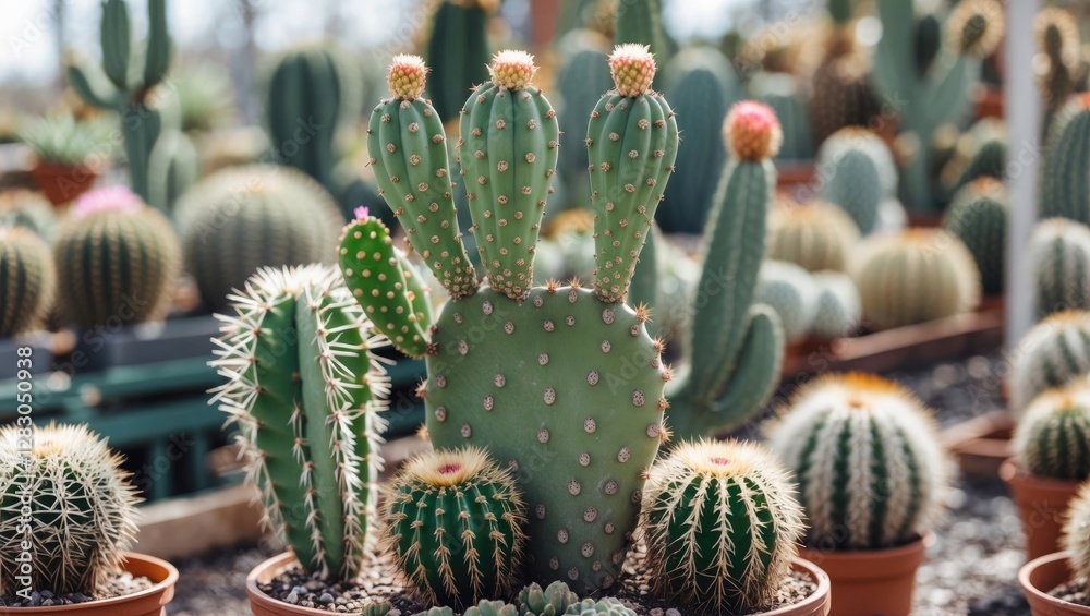 Cactus Collection in a Garden Setting Showcasing Diverse Species for Gardening and Horticultural Enthusiasts Cactus Collection in a Garden Setting Showcasing Diverse Species for Gardening and Horticultural Enthusiasts